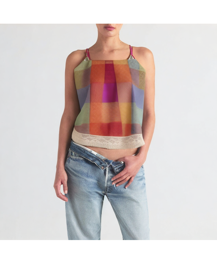 Holiday Style Colorful Plaid Sleeveless Suspender Top