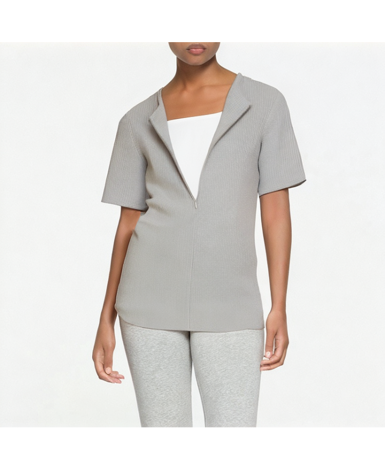 Women's Round Neck Fake Two-Piece Knitted Short Sleeves