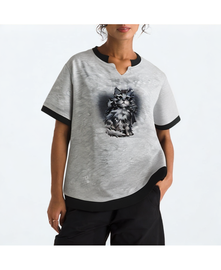 Retro Pleated Slim Short Sleeves