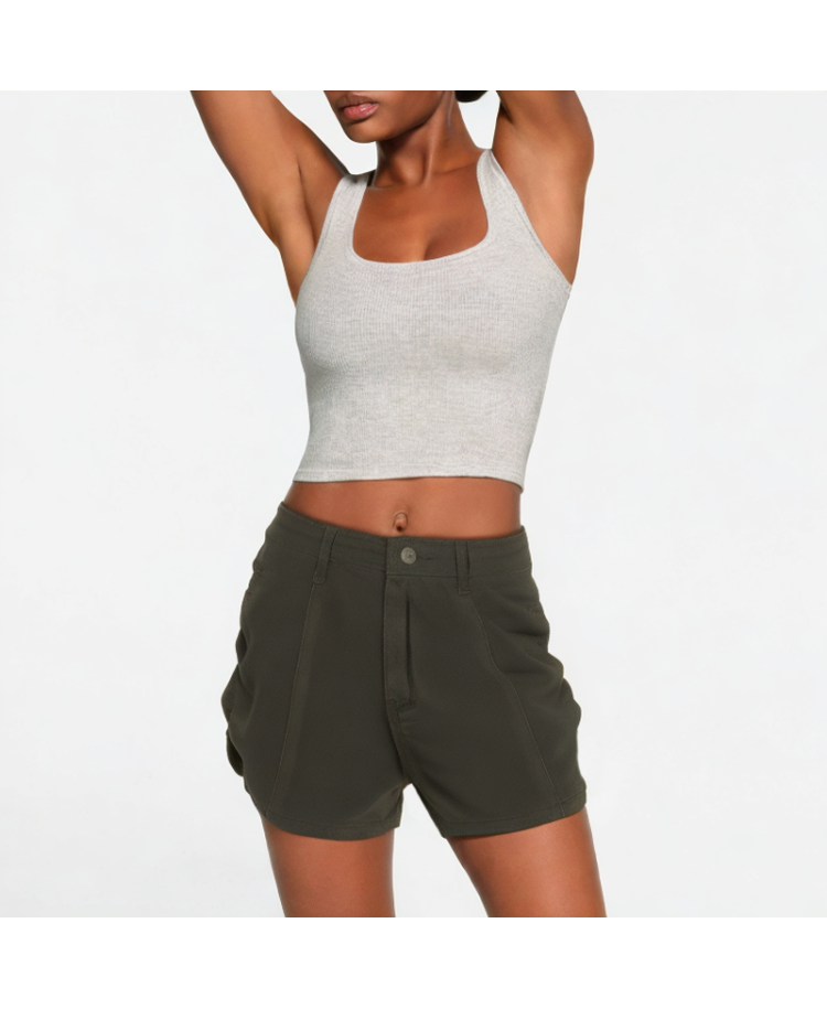 High-Waisted A-Line Wide-Leg Denim Shorts