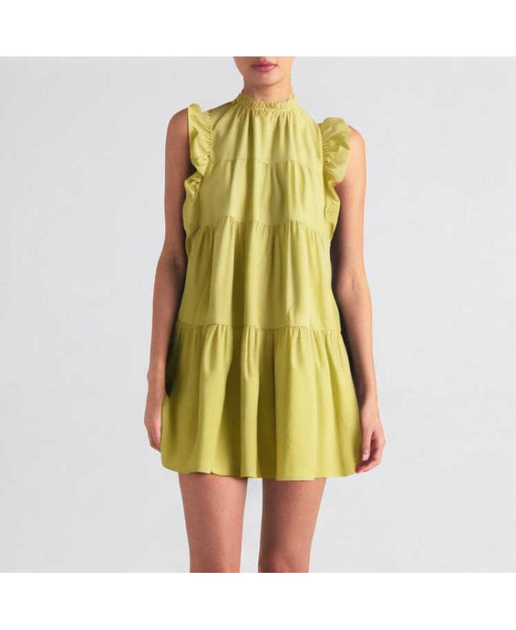 Lotus Leaf Sleeve Slim Dress