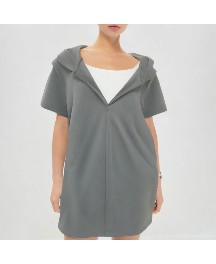 Hooded Fake Two-Piece Waist Dress