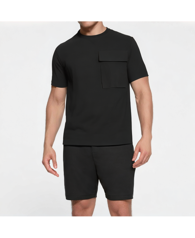 Men's Black Cotton Crew Neck Short Sleeve