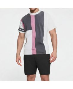 Color Block Round Neck Short Sleeve