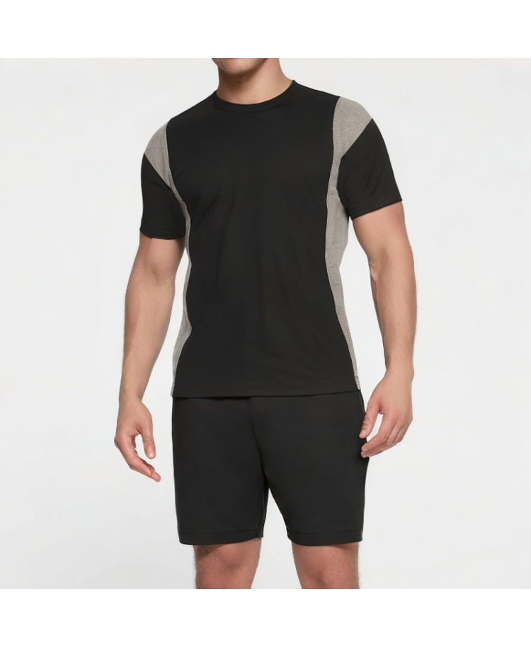 Men's Cotton Contrast Color Short Sleeves