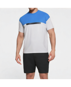 Drop Shoulder Contrast Color Stitching Men's Short Sleeve