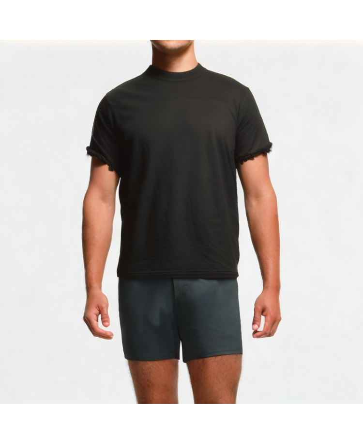 Ribbed Crew Neck Men's Short Sleeves