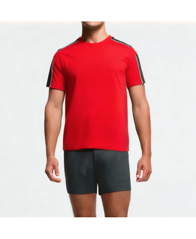 Men's Breathable Contrast Color Short Sleeve