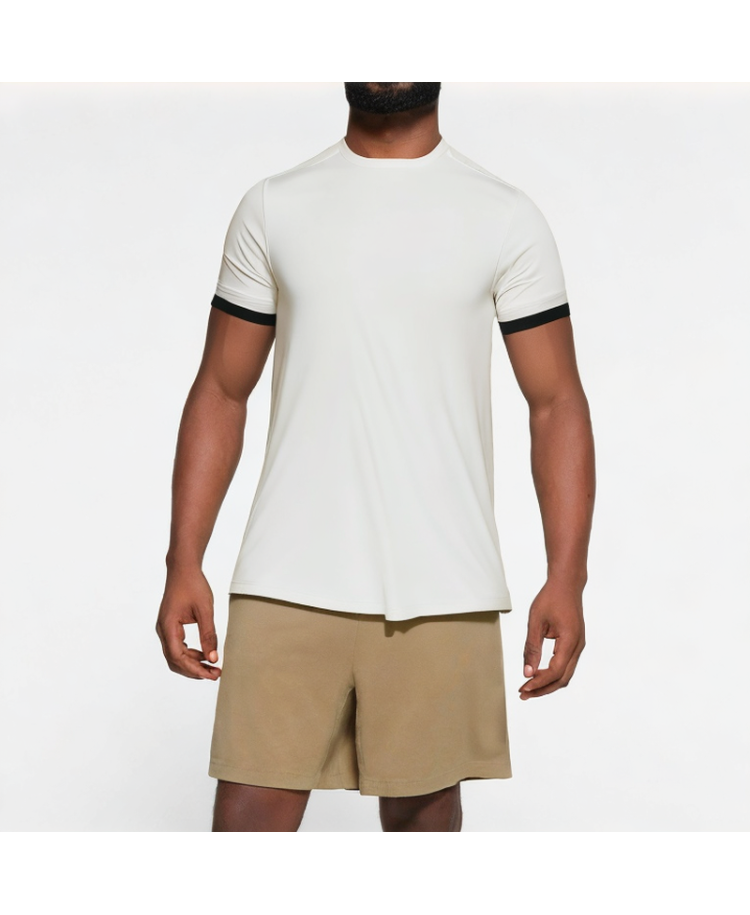 Men's Round Neck Contrast Color Short Sleeves
