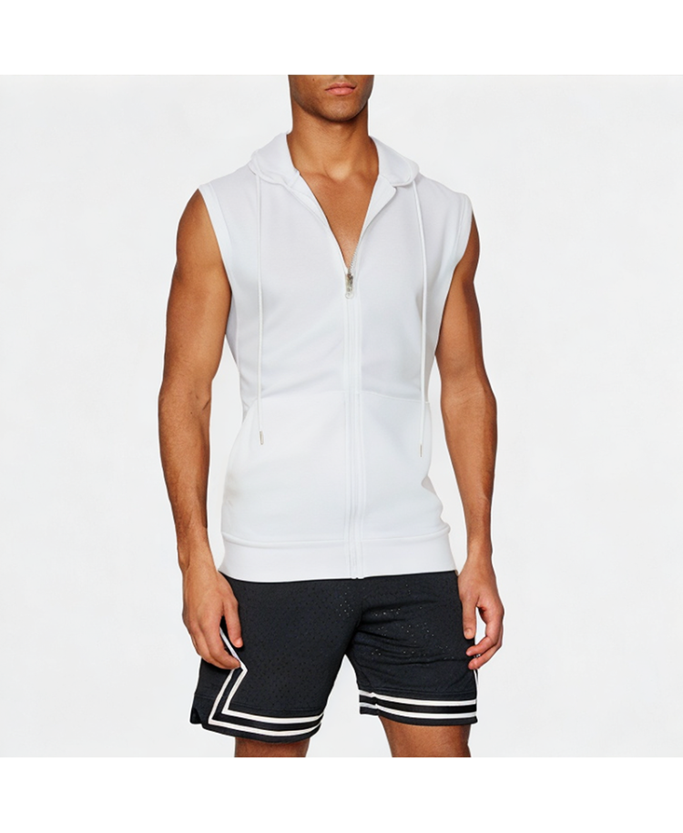 Solid Color Fitness Hooded Vest