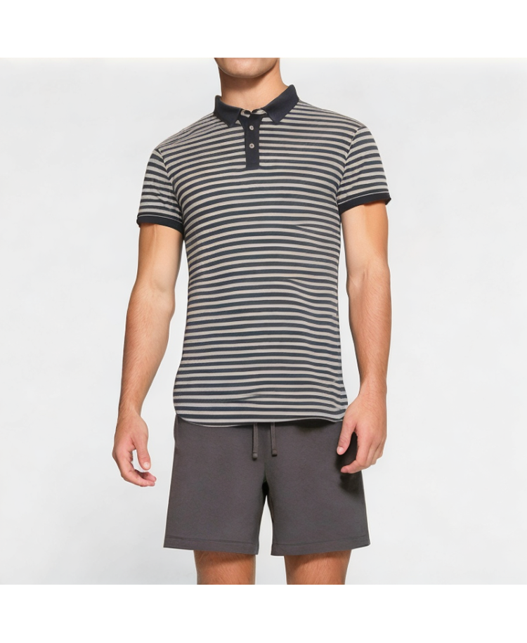 Slim-Fit Horizontal Striped Business Polo Shirt