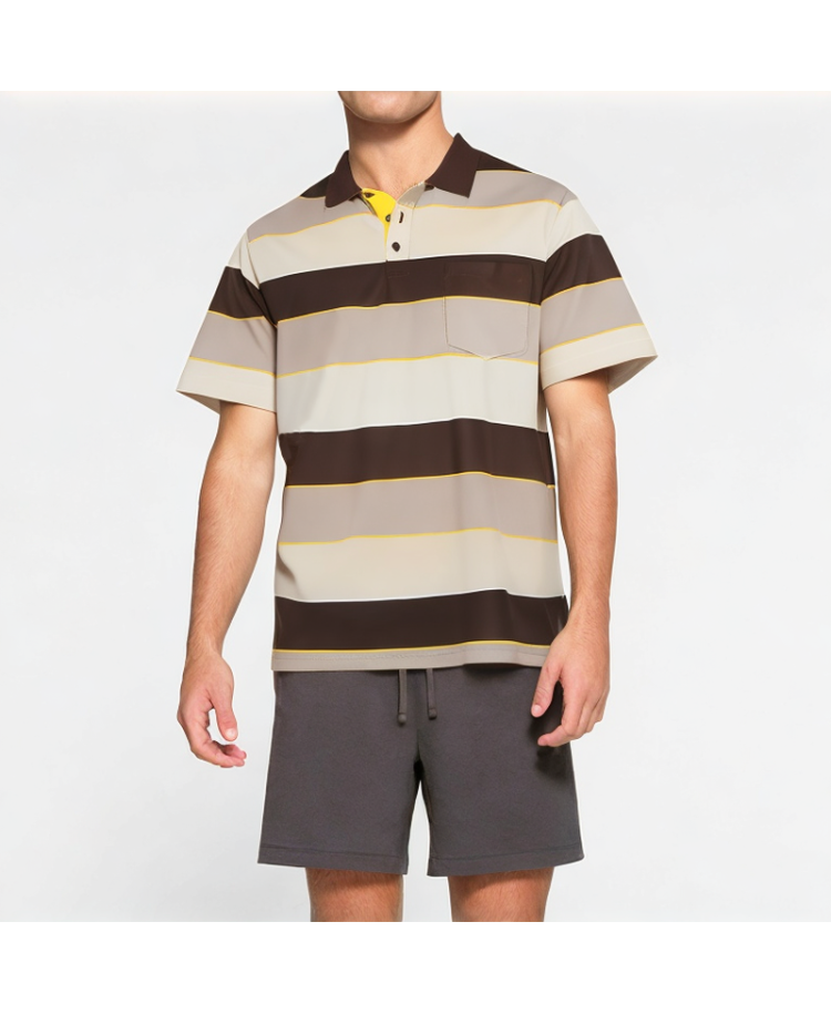 Breathable Contrast Stripe Men's POLO Shirt